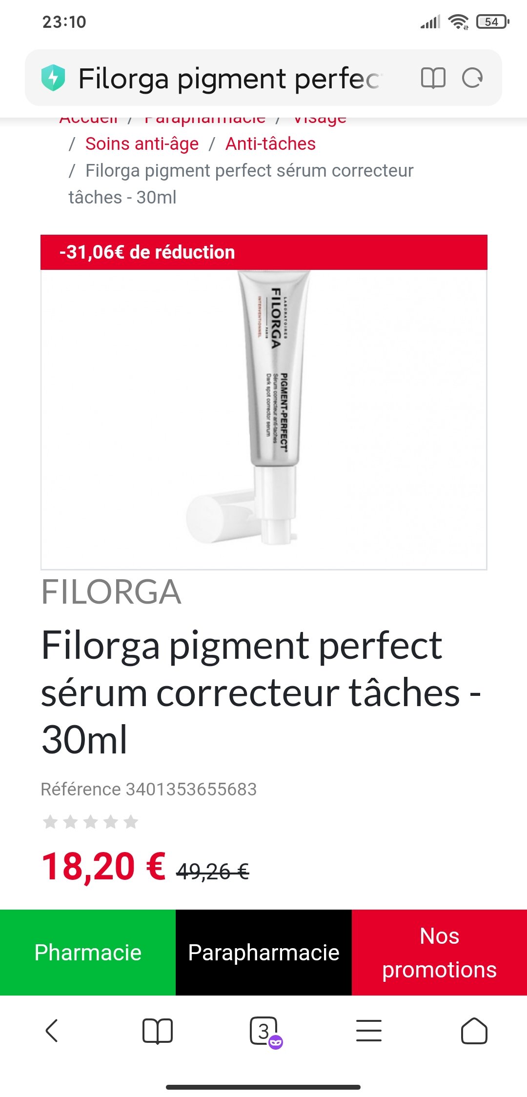 Filorga淡斑精华和美白面霜3折