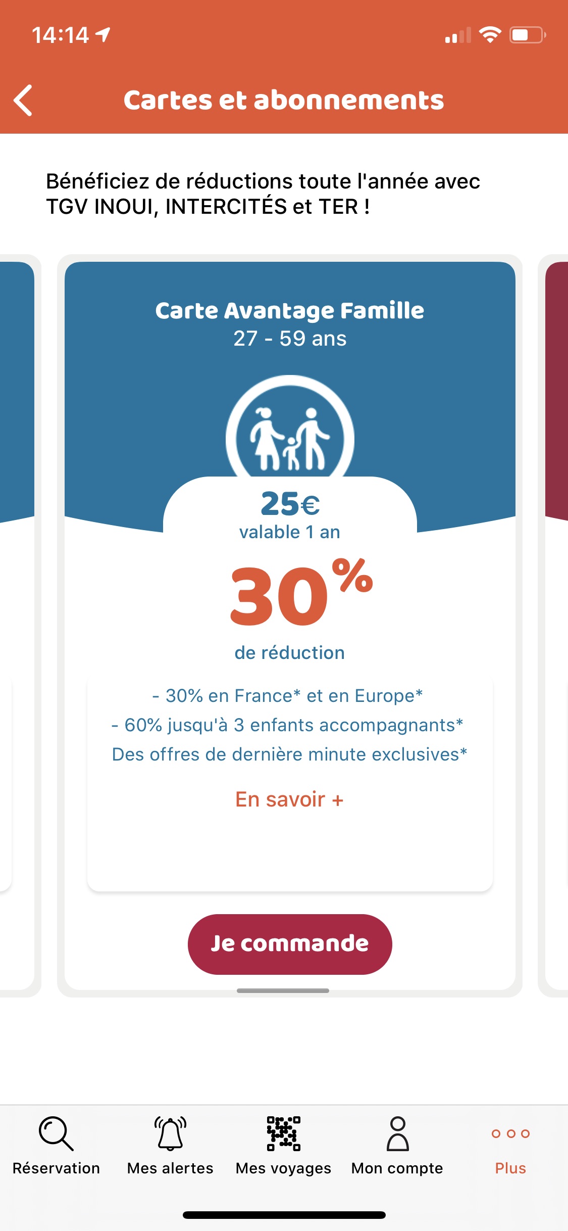 SNCF 年卡半价优惠，家庭卡看起来很不错