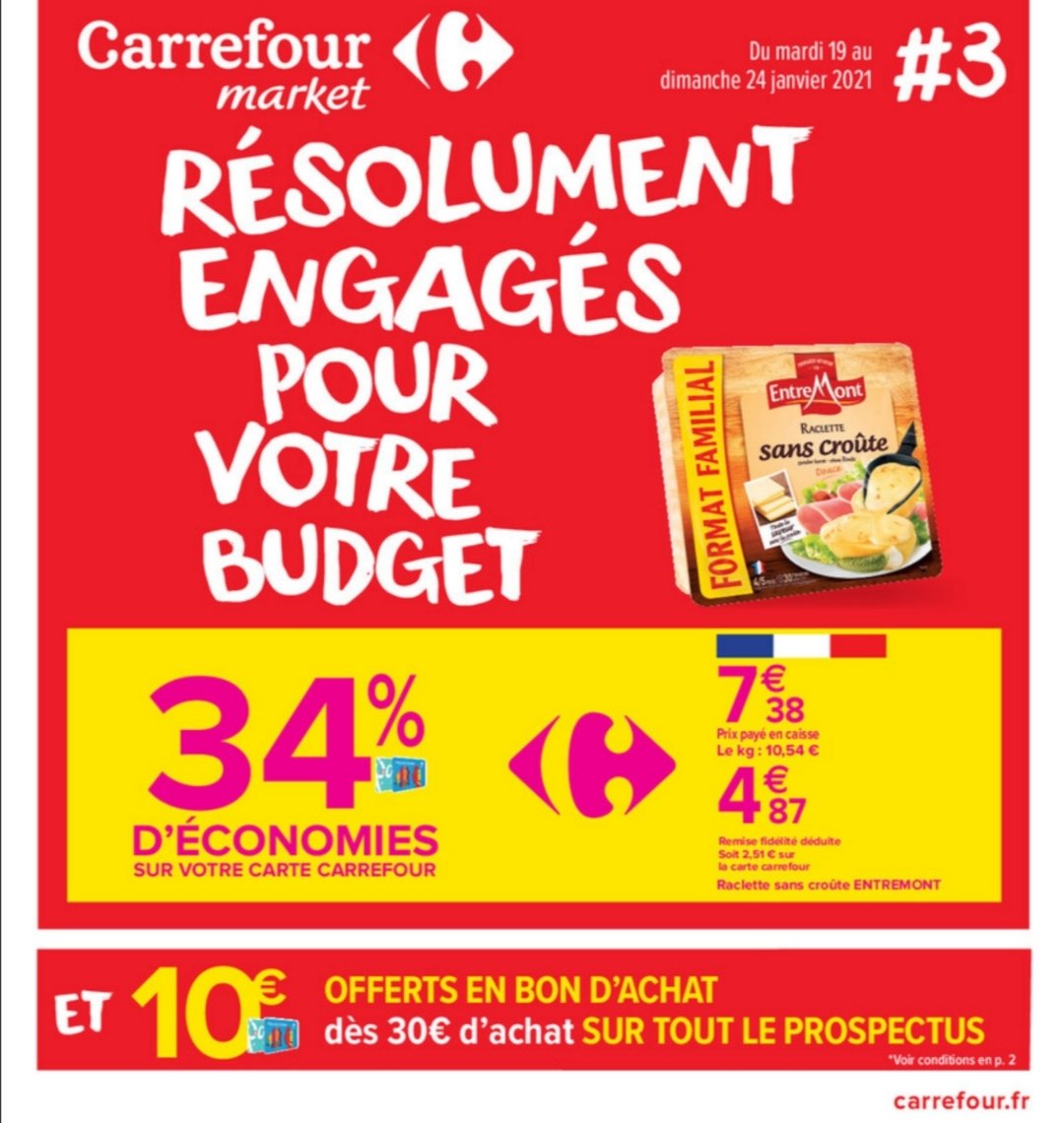 Carrefour market 买满30e有10e的bon