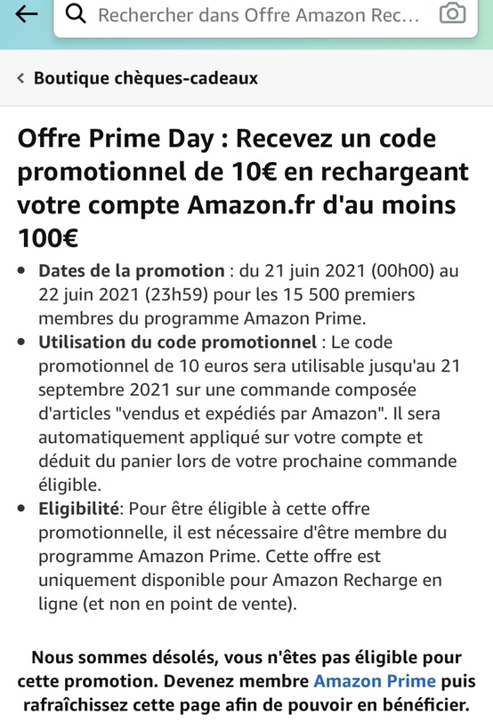 🇫🇷Amazon primeday还没完！充钱送钱！