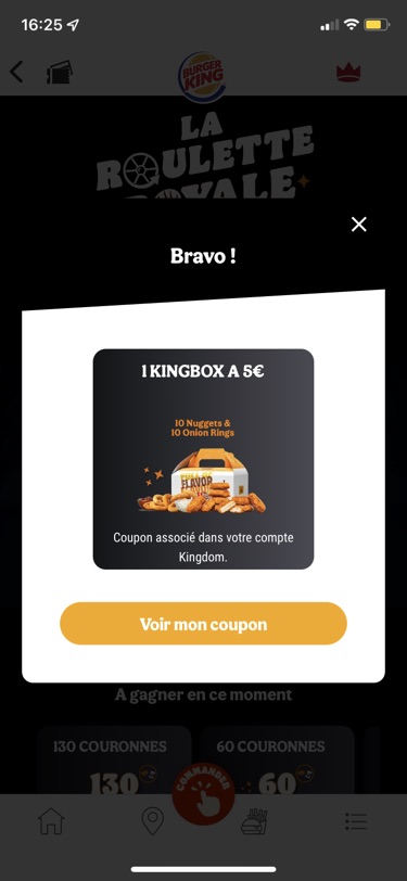 哇，汉堡王转盘转到5€