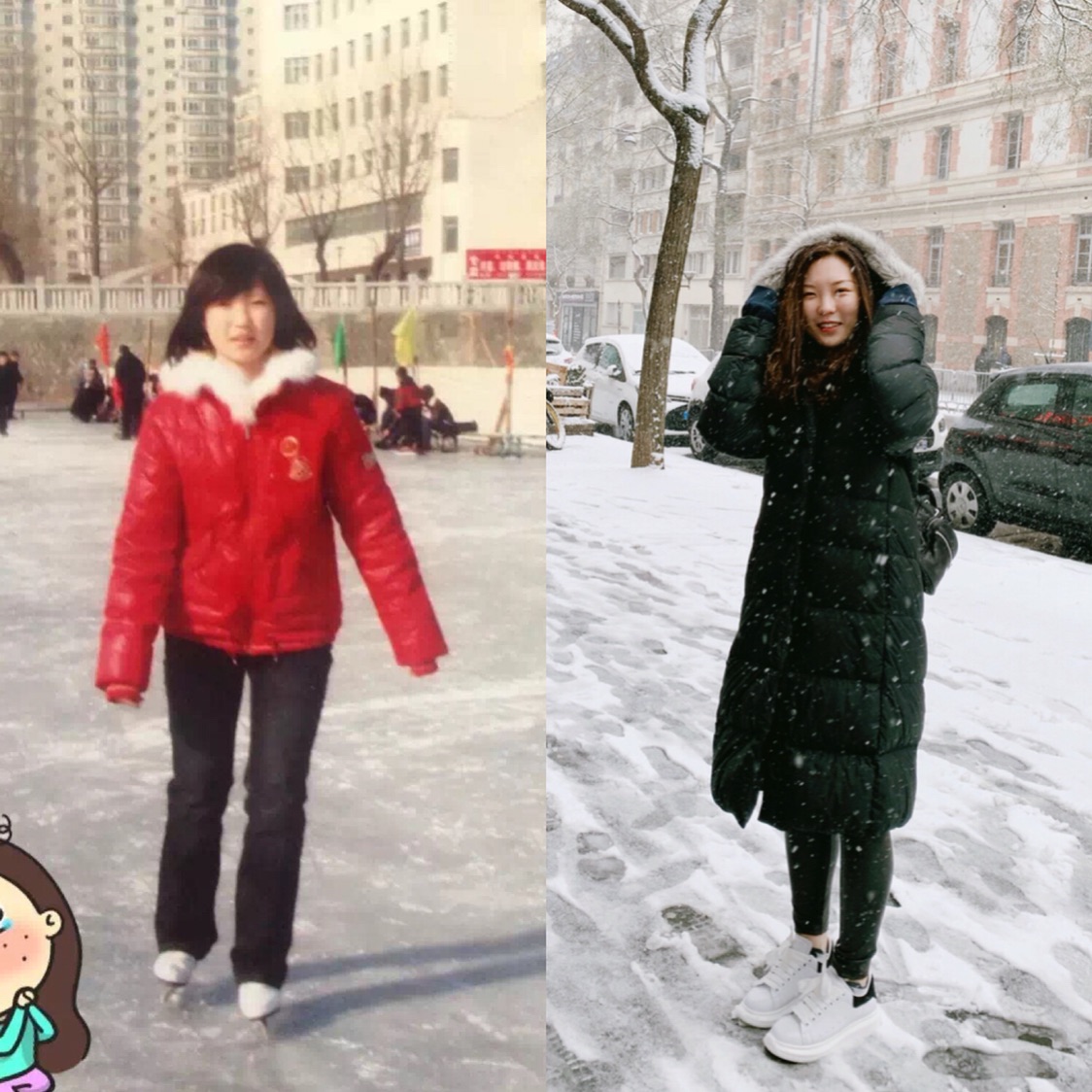 十年之前的溜冰场⛄️和十年之后巴黎的第一场雪❄️