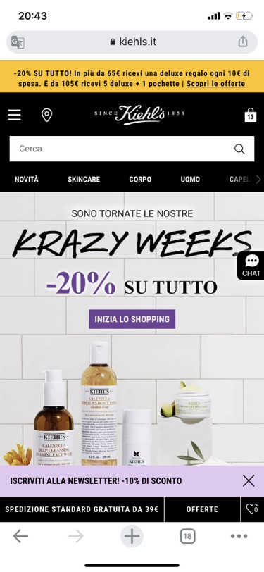 科颜氏Kiehl‘s全部八折