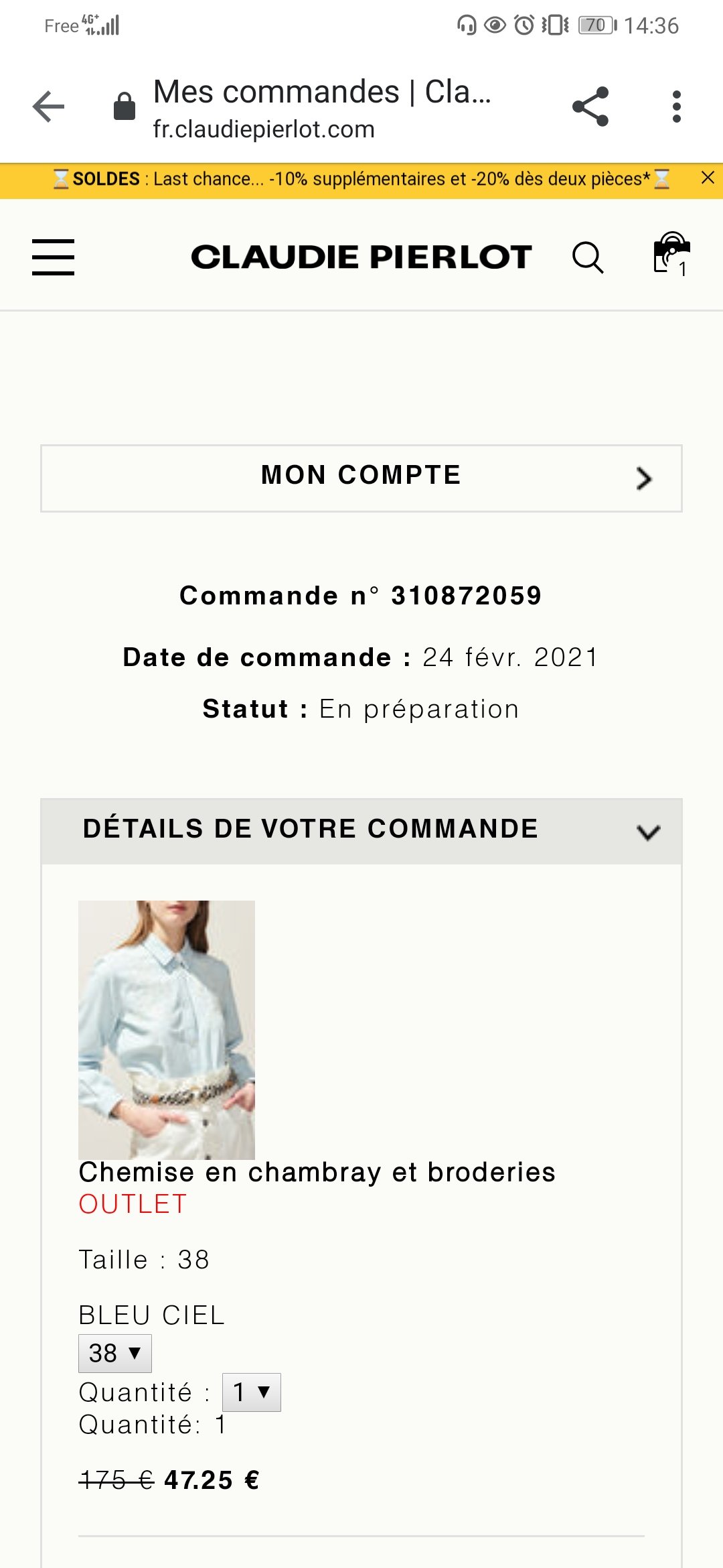 Claudie Pierlot outlet还没发货