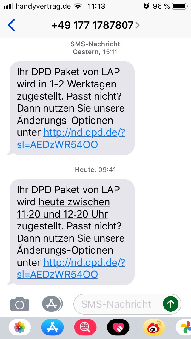 DPD 速递 骗子短信？