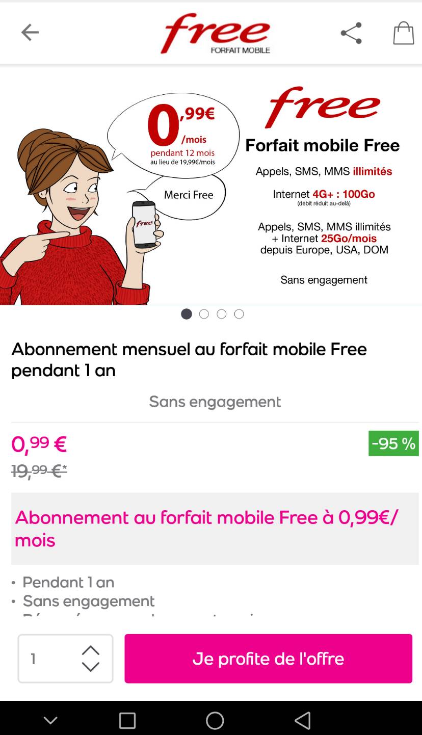 FREE100g套餐0.99欧，vp上在打折！