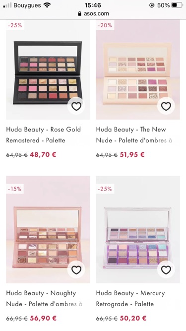 ASOS 上 Huda Beauty 折上8折 38欧收