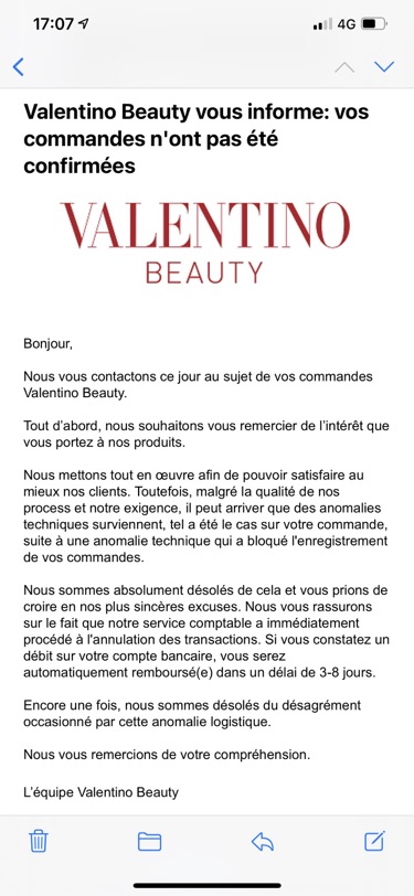 Valentino 口红被砍了