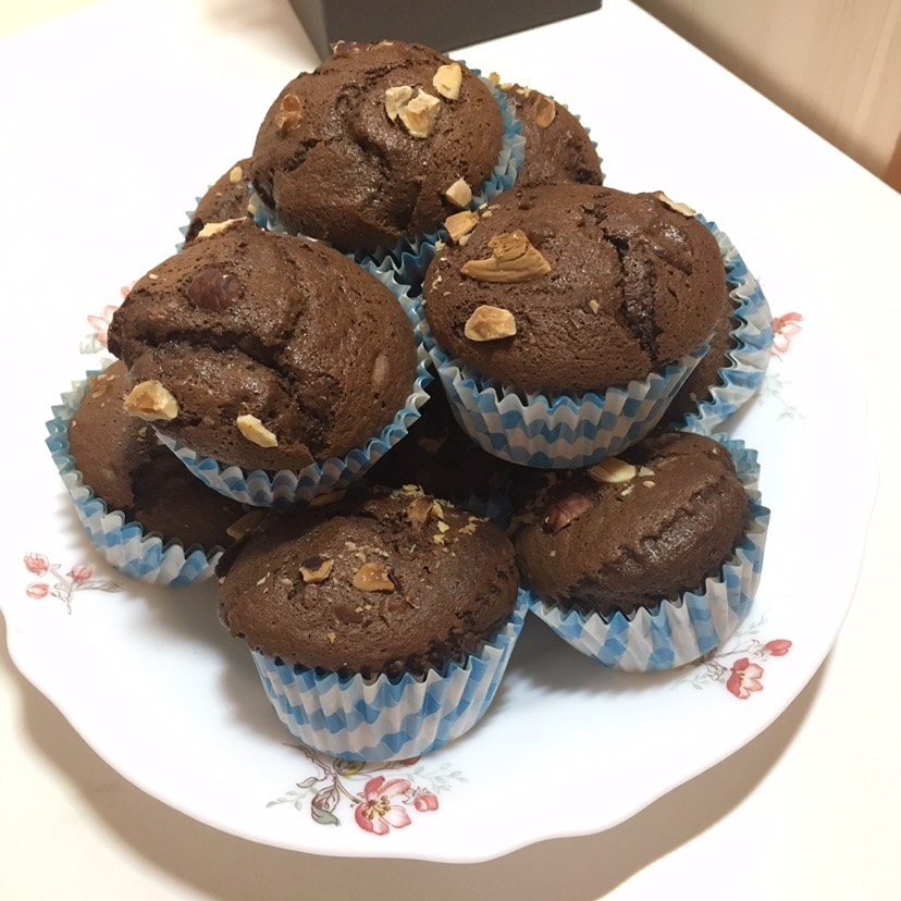 【吃货手作】巧克力坚果 Muffin