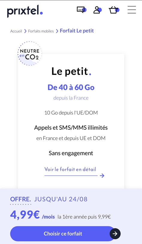 手机套餐羊毛-Prixtel 4.99💶/mois
