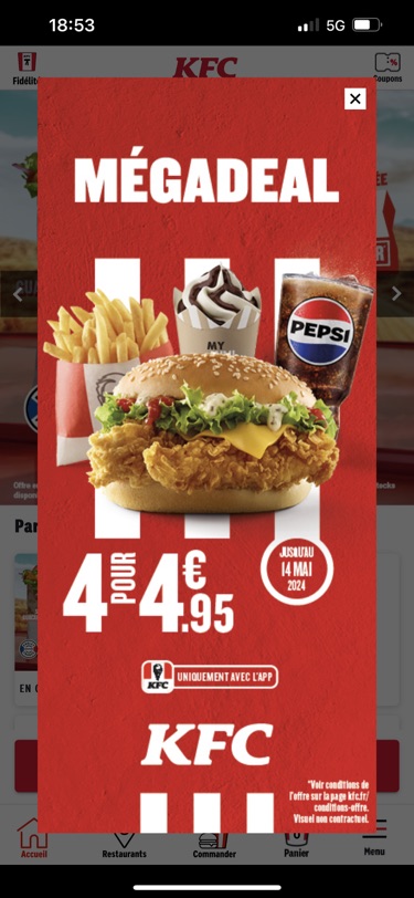 KFc 4个4.95欧又来了
