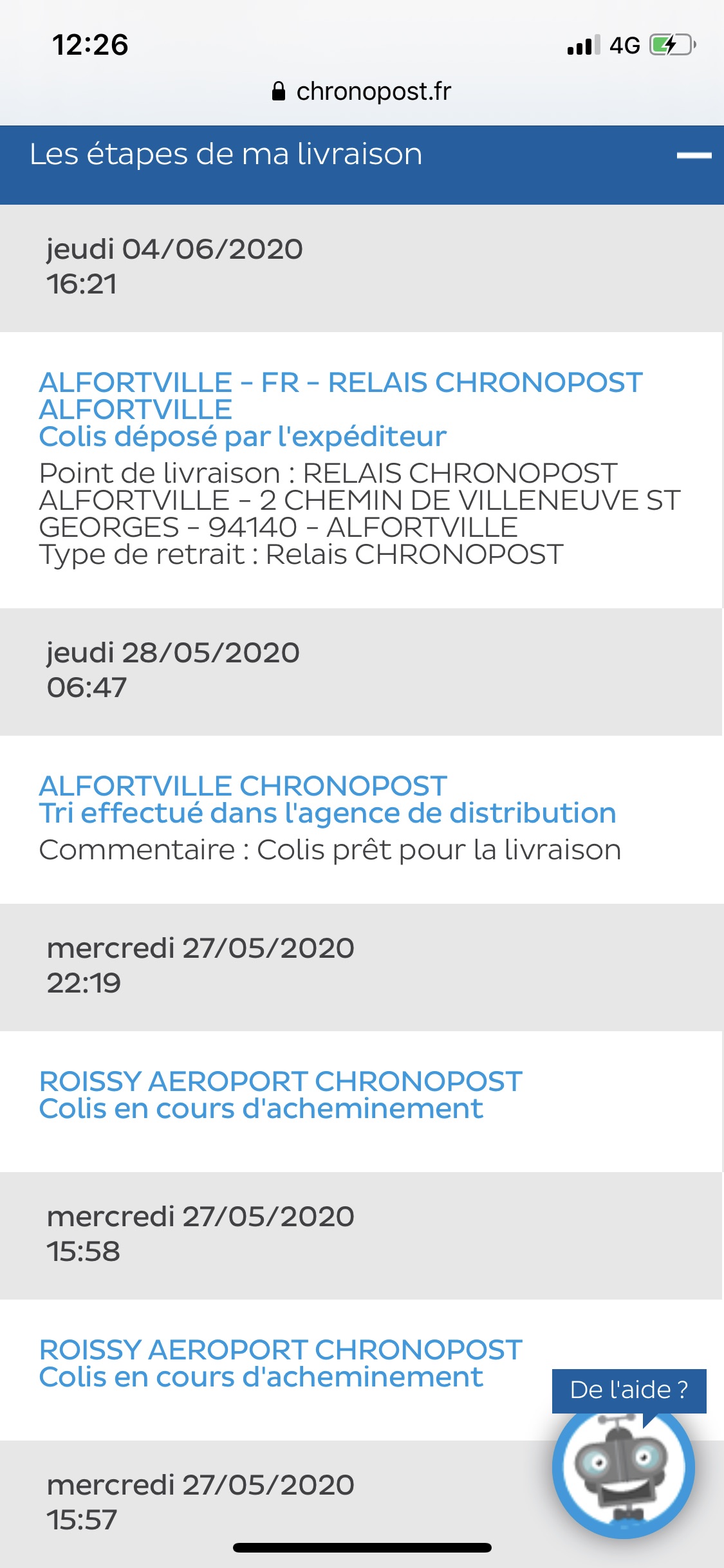 Chronopost把快递放在离我家1个半小时的地方…