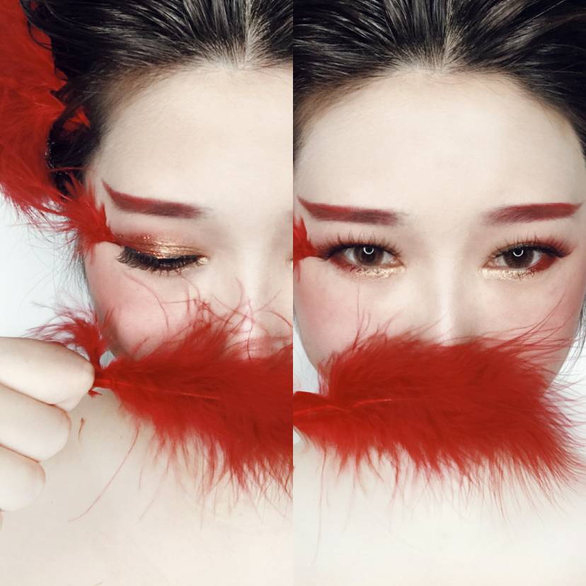 局的时候刚好看到这盘眼影 觉得配色真的太刺激了而且我没有红色盘 就