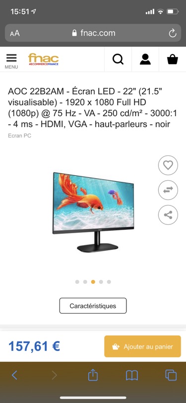 已售 Aoc 护眼弱蓝光22”显示屏 80转