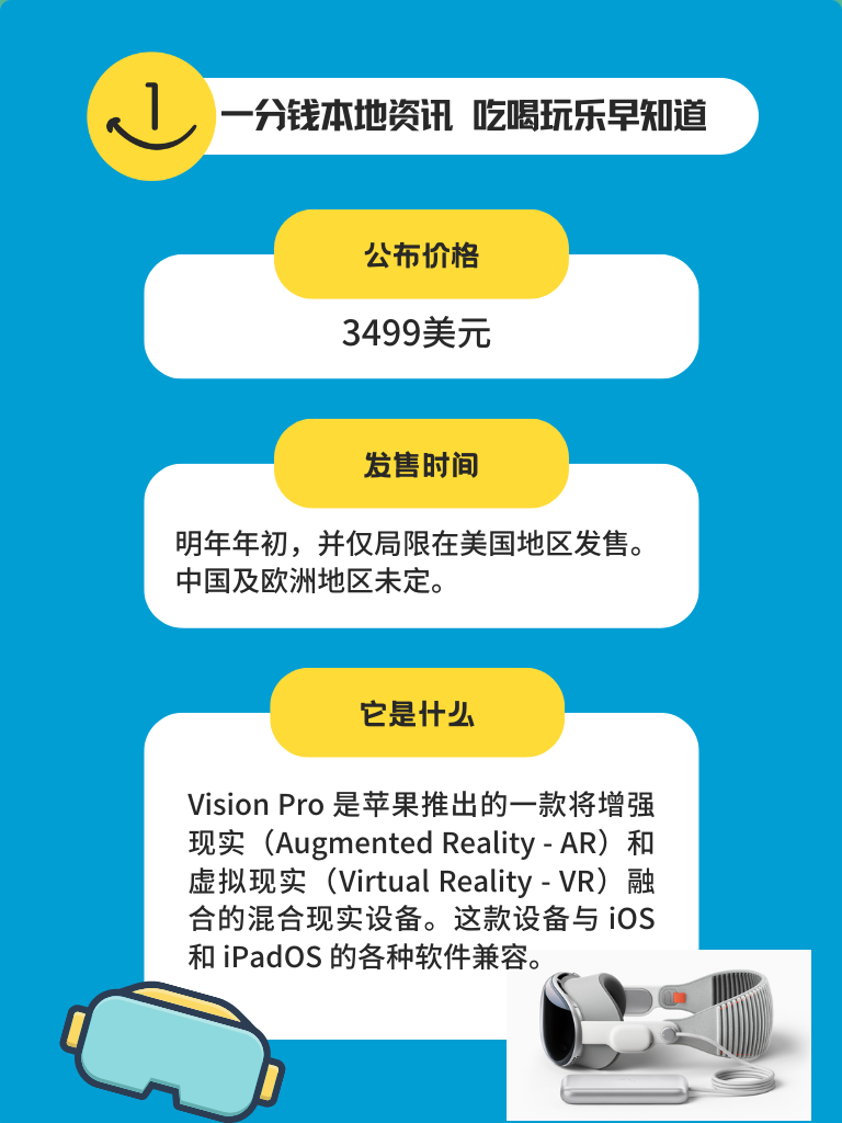 苹果新推出 Vision Pro 啦！