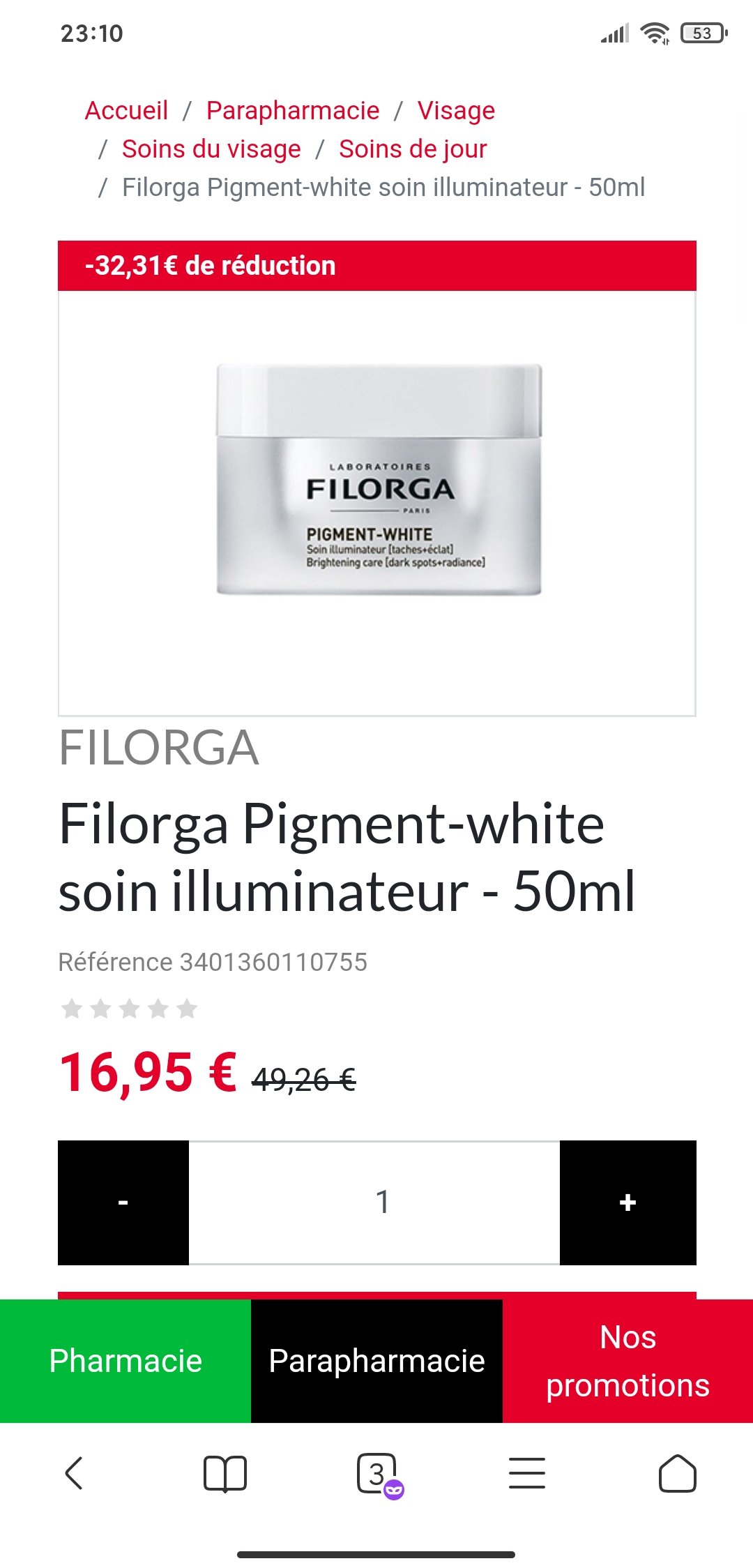 Filorga淡斑精华和美白面霜3折