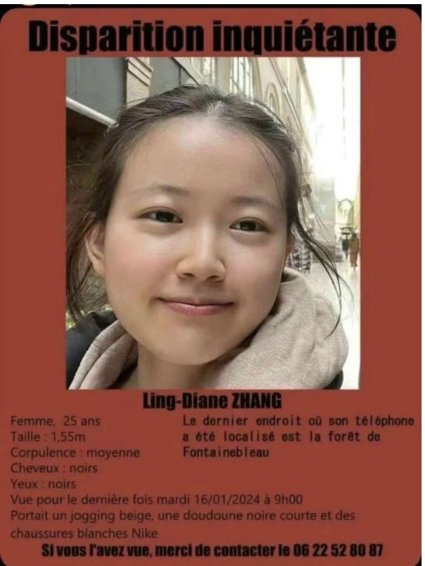 在法国失联的中国女孩，希望大家都可以关注一下