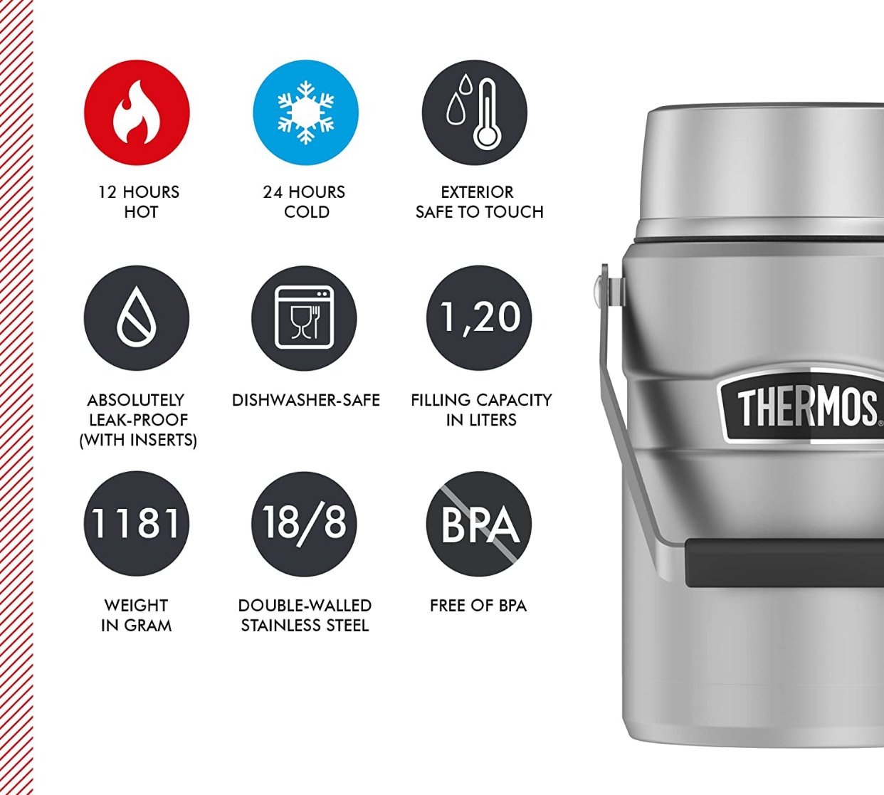 全新 Thermos 1.2 L保温瓶低价转