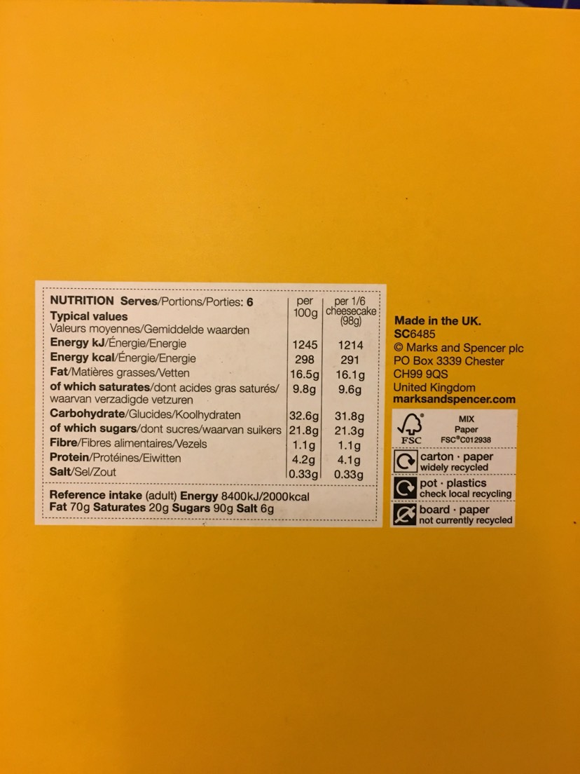 M&S lemon&ricotta cheesecake