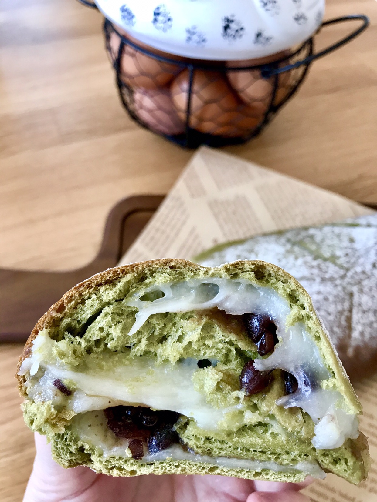 🍵抹茶红豆麻薯欧包🍞
