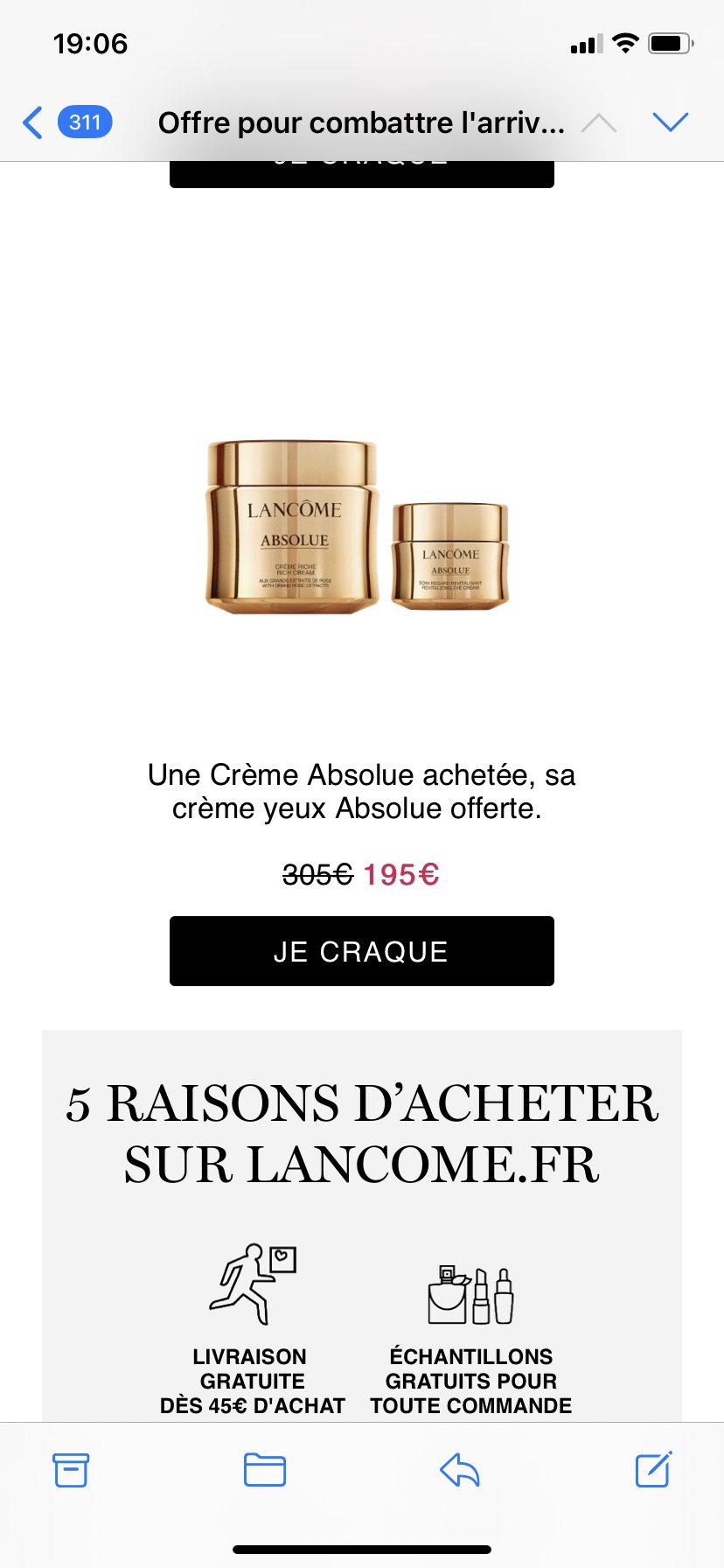 lancome 买一送一活动又开始了